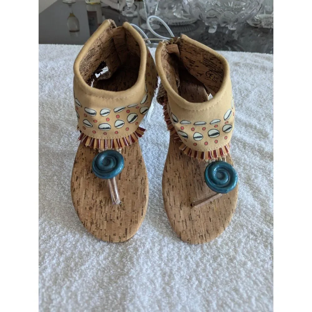 NWT Moana Costume Moccasin Thong Sandals/Shoes for Kids Sz 3+ (2/3)